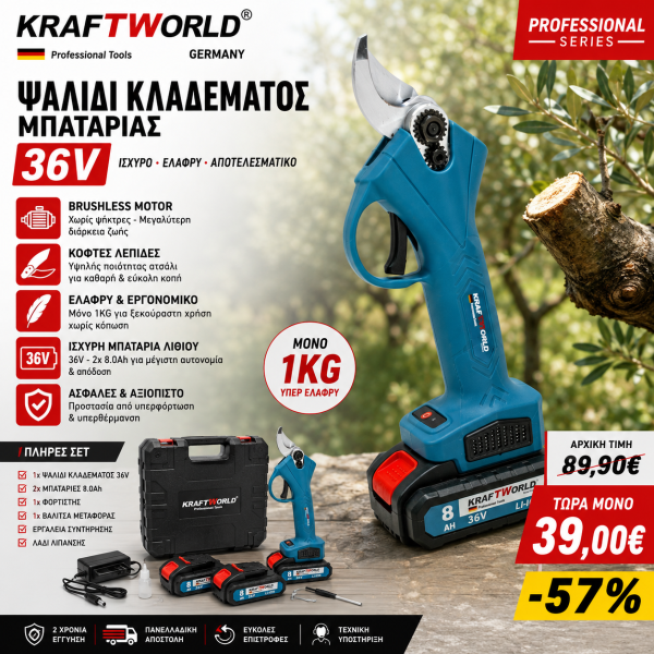 KRAFTWORLD ΨΑΛΙΔΙ ΚΛΑΔΕΜΑΤΟΣ ΜΠΑΤΑΡΙΑΣ. ΣΕ ΜΠΛΕ Η ΚΙΤΡΙΝΟ ΧΡΩΜΑ