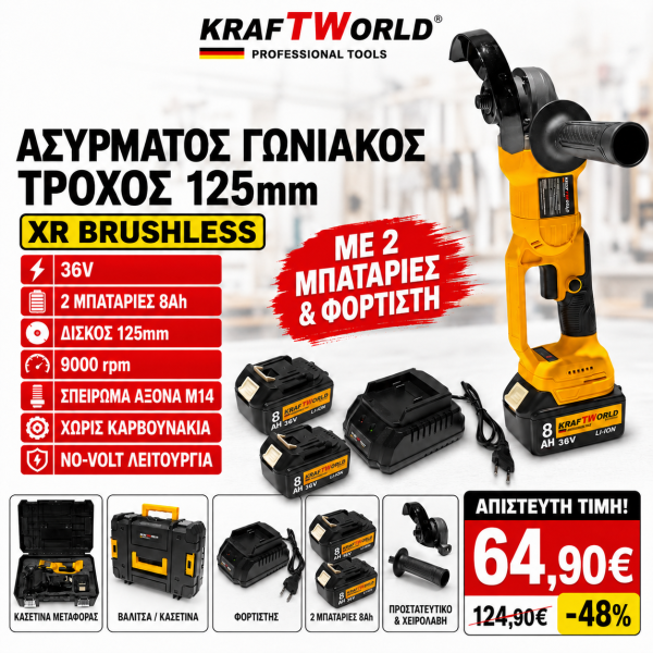 Γωνιακός τροχός μπαταρίας.